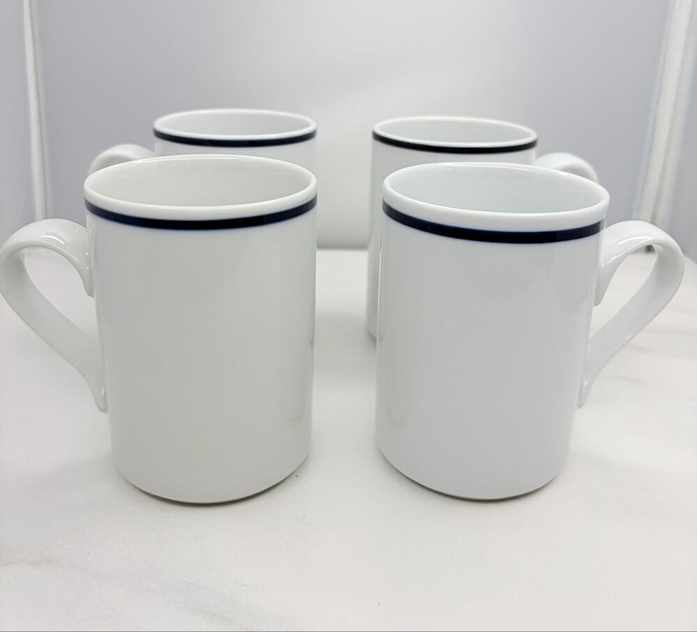 Vintage Dansk Bistro Christianshavn Blue Mugs - Set of 4 Diner Coffee Mugs